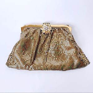 Antique Whiting and Davis Gold Mesh Wristlet bag